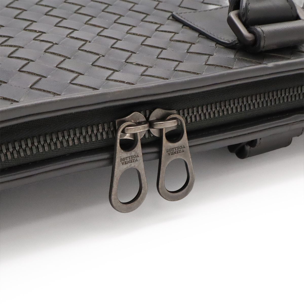 Bottega Veneta Intrecciato Business Briefcase Documents Purse Leather Gray — view 5
