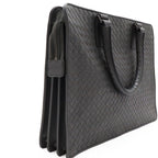 Bottega Veneta Intrecciato Business Briefcase Documents Purse Leather Gray — view 6
