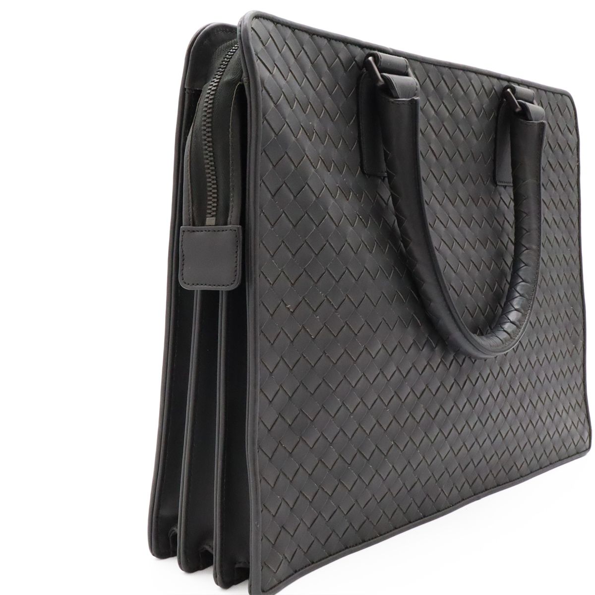 Bottega Veneta Intrecciato Business Briefcase Documents Purse Leather Gray — view 6