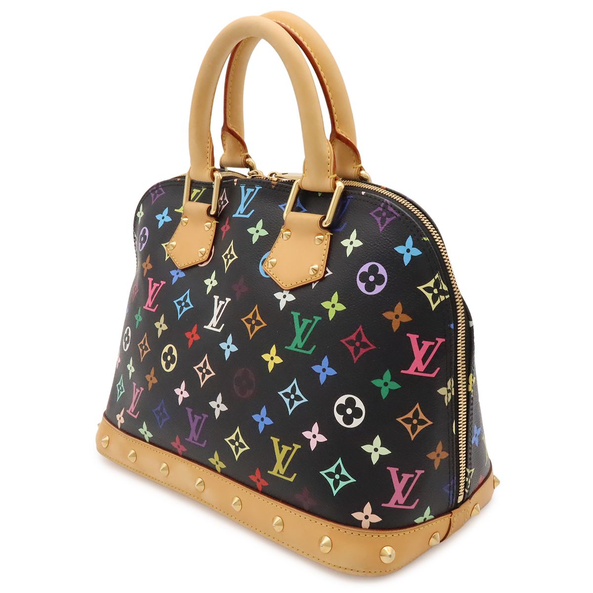 Louis Vuitton Monogram Multicolor Alma Handbag Studs Noir Black — view 2