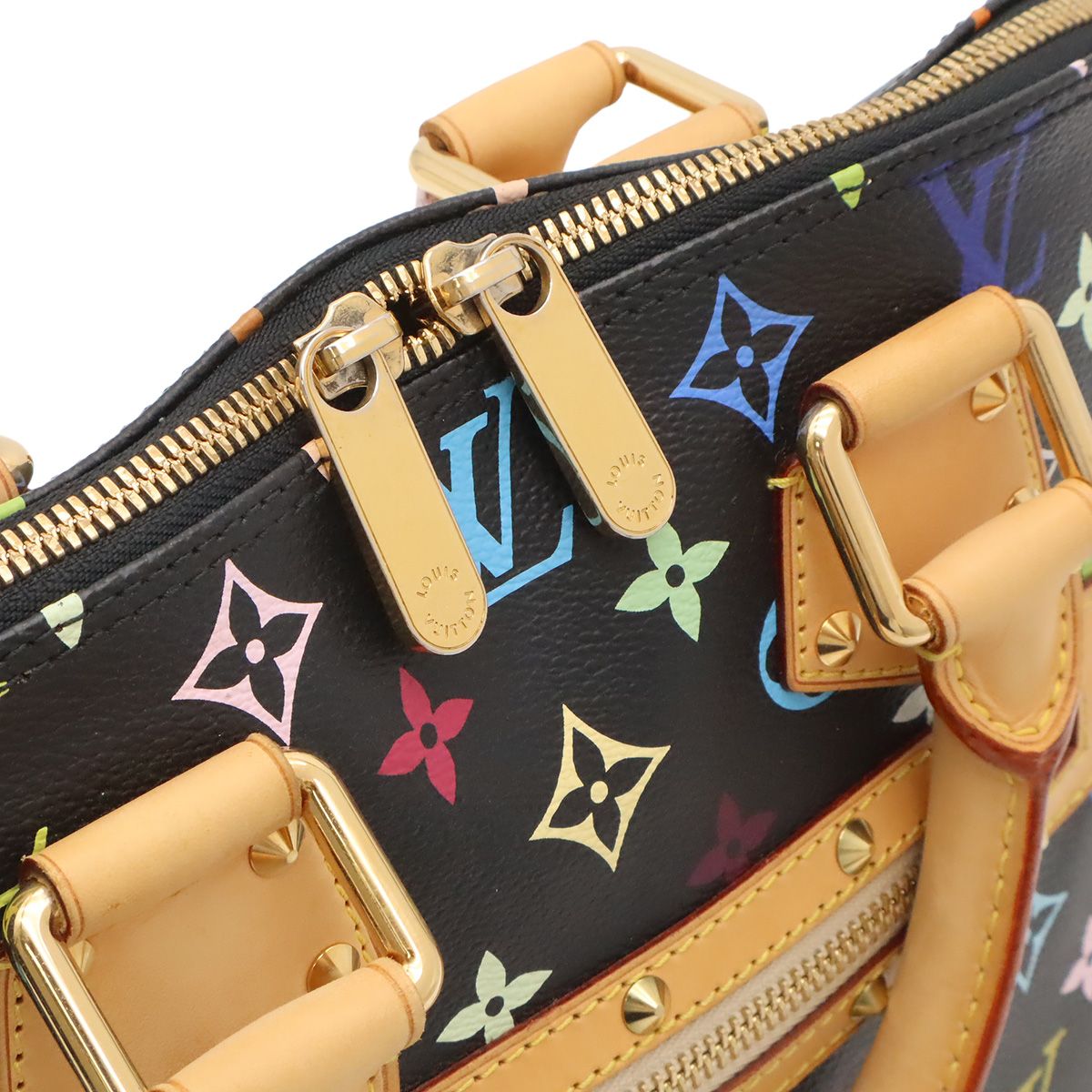 Louis Vuitton Monogram Multicolor Alma Handbag Studs Noir Black — view 5
