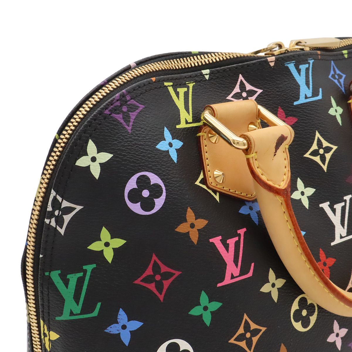 Louis Vuitton Monogram Multicolor Alma Handbag Studs Noir Black — view 7