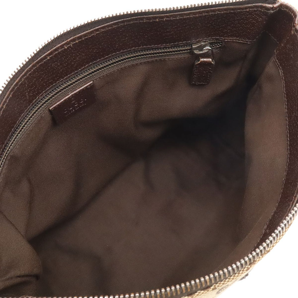 Gucci GG Canvas Shoulder Bag Crossbody Leather Khaki Beige Dark Brown — view 6