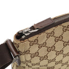 Gucci GG Canvas Shoulder Bag Crossbody Leather Khaki Beige Dark Brown — view 5