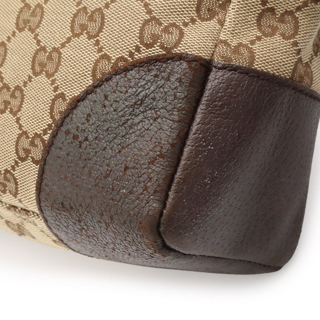 Gucci GG Canvas Shoulder Bag Crossbody Leather Khaki Beige Dark Brown — view 8