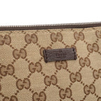 Gucci GG Canvas Shoulder Bag Crossbody Leather Khaki Beige Dark Brown — view 9