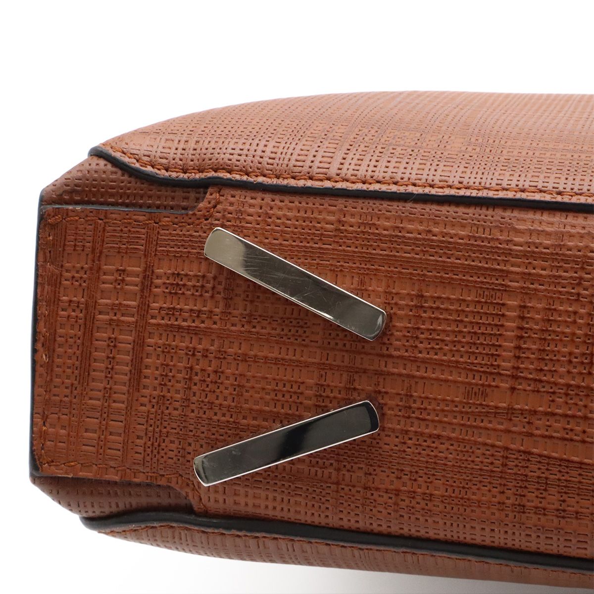 Loewe Goya Anagram Briefcase Business Document Purse Leather Brown Silver — view 7