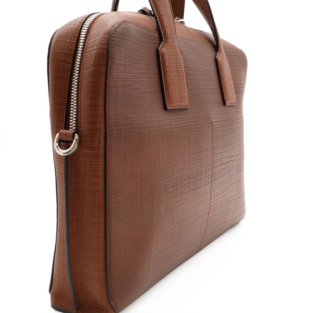 Loewe Goya Anagram Briefcase Business Document Purse Leather Brown Silver — view 6