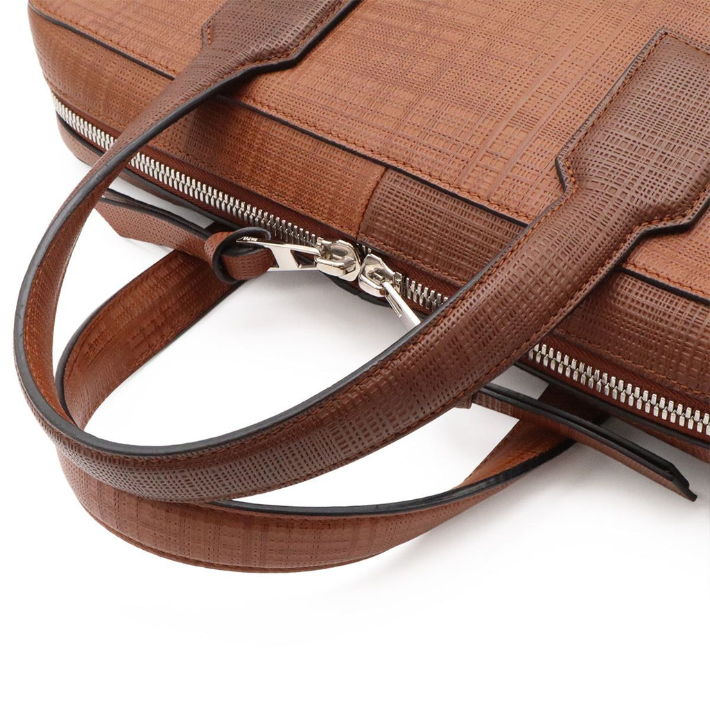 Loewe Goya Anagram Briefcase Business Document Purse Leather Brown Silver — view 4