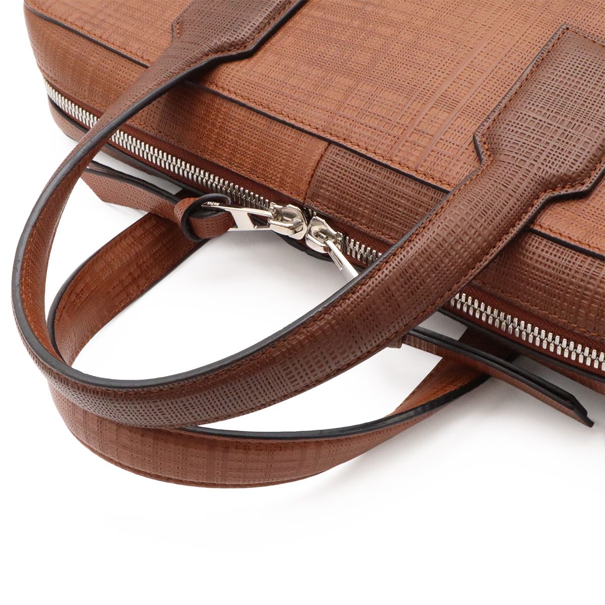 Loewe Goya Anagram Briefcase Business Document Purse Leather Brown Silver — view 4