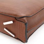Loewe Goya Anagram Briefcase Business Document Purse Leather Brown Silver — view 3