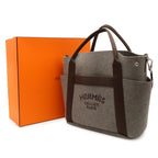 Hermes Sac de Panthere Tote 2-Way Shoulder Bag Felt Gray Dark Brown in — view 9
