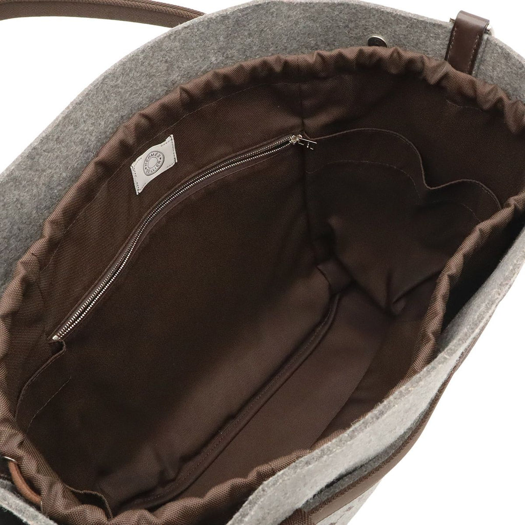 Hermes Sac de Panthere Tote 2-Way Shoulder Bag Felt Gray Dark Brown in — view 5