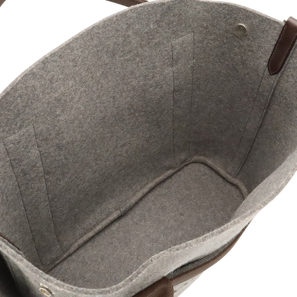 Hermes Sac de Panthere Tote 2-Way Shoulder Bag Felt Gray Dark Brown in — view 6