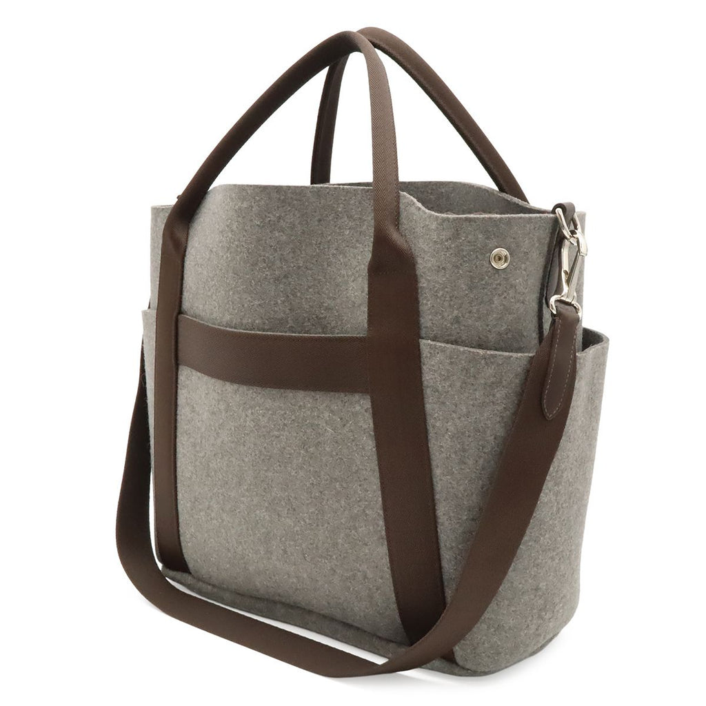 Hermes Sac de Panthere Tote 2-Way Shoulder Bag Felt Gray Dark Brown in — view 2