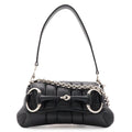 Gucci Horsebit Small Chain Shoulder Bag 2-Way Clutch Leather Black Silver
