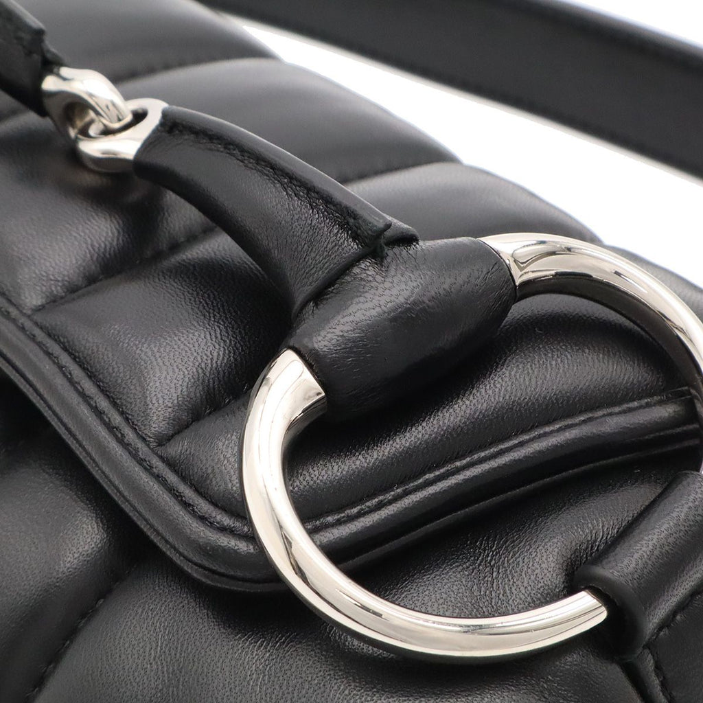 Gucci Horsebit Small Chain Shoulder Bag 2-Way Clutch Leather Black Silver — view 6