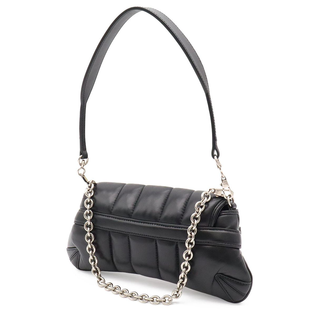 Gucci Horsebit Small Chain Shoulder Bag 2-Way Clutch Leather Black Silver — view 2