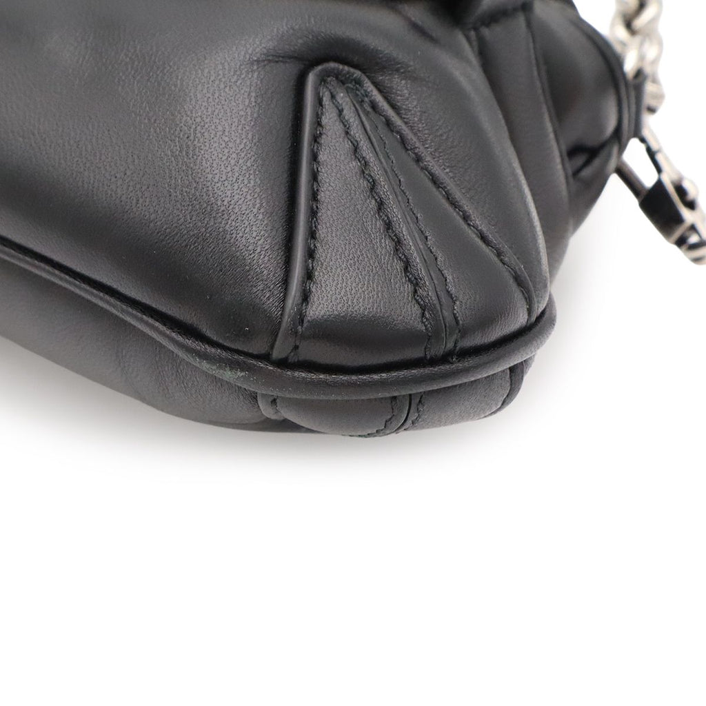 Gucci Horsebit Small Chain Shoulder Bag 2-Way Clutch Leather Black Silver — view 3