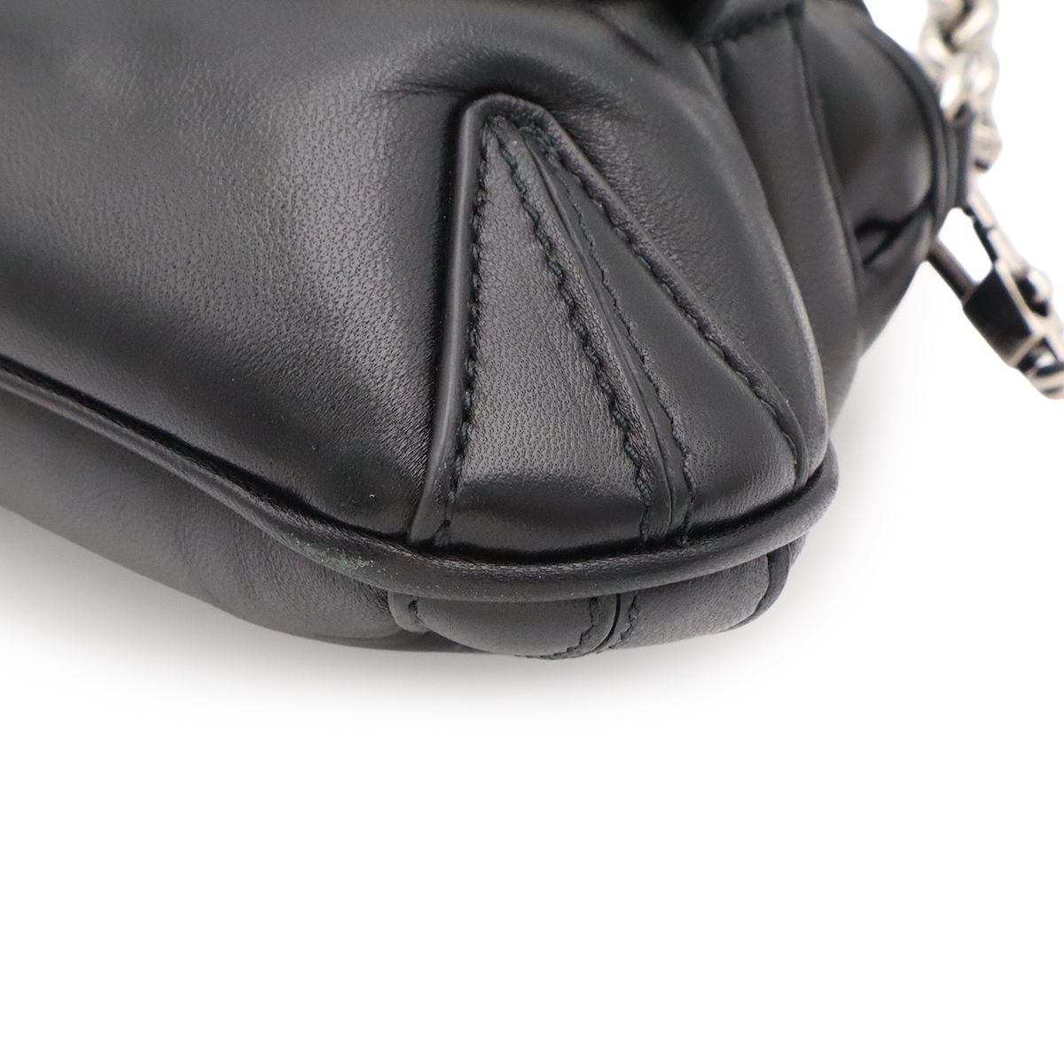 Gucci Horsebit Small Chain Shoulder Bag 2-Way Clutch Leather Black Silver — view 3
