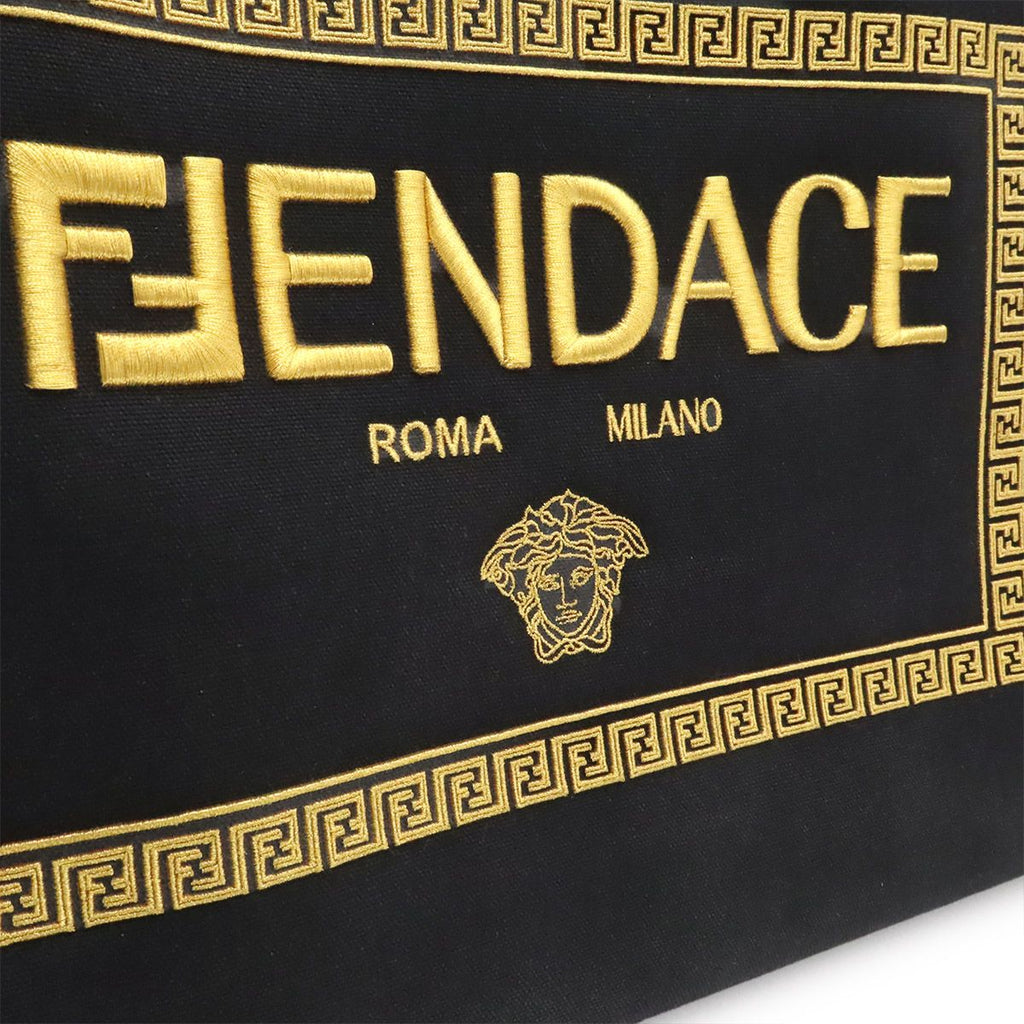 Fendi Fendace Collaboration Tote 2-Way Shoulder Bag Canvas Black Gold — view 9