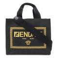 Fendi Fendace Collaboration Tote 2-Way Shoulder Bag Canvas Black Gold