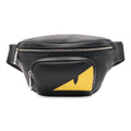 Fendi Bugs Monster Eye Belt Bag Waist Pouch Leather Black Yellow Silver