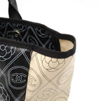 Chanel Camellia CC Logo Large Shopping Tote 2-Way Chain Shoulder Bag Black Beige — view 7