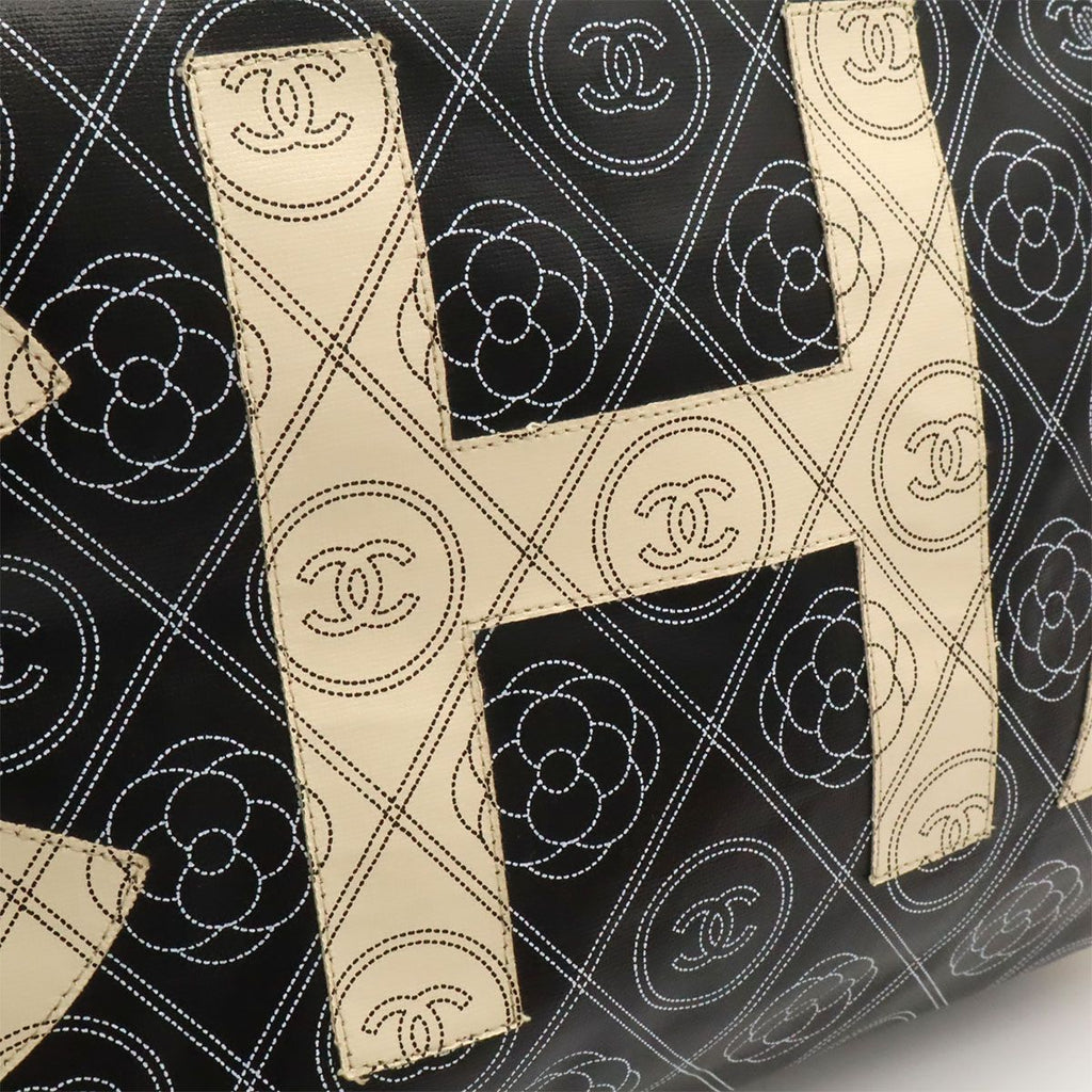 Chanel Camellia CC Logo Large Shopping Tote 2-Way Chain Shoulder Bag Black Beige — view 9