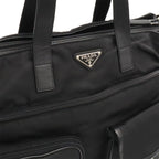 Prada Business Briefcase Tote 2-Way Shoulder Bag Crossbody Nylon Leather Nero — view 9