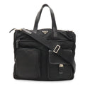 Prada Business Briefcase Tote 2-Way Shoulder Bag Crossbody Nylon Leather Nero