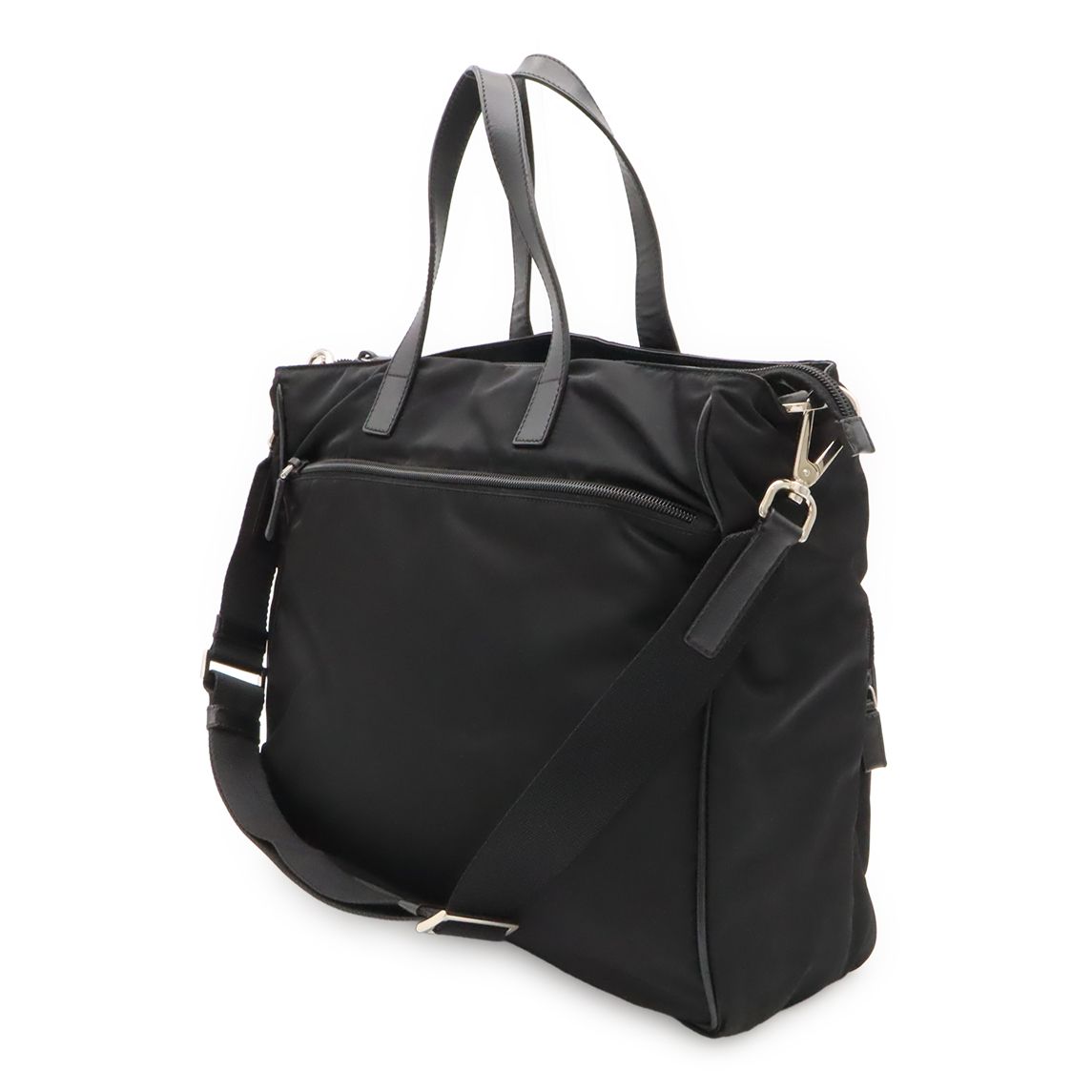 Prada Business Briefcase Tote 2-Way Shoulder Bag Crossbody Nylon Leather Nero — view 2
