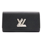 Louis Vuitton Epi Portefeuille Twist 2 Fold Wallet Bifold Leather Noir Black
