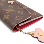 Louis Vuitton Monogram Portefeuille Emily Flower Motif Bifold Wallet Rose — view 3