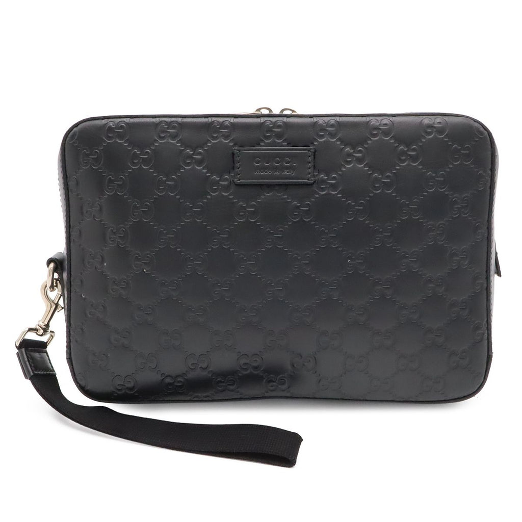 Gucci Guccissima Clutch Leather Black Silver