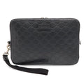 Gucci Guccissima Clutch Leather Black Silver