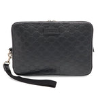 Gucci Guccissima Clutch Leather Black Silver