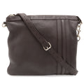 Gucci Shoulder Bag Crossbody No Gusset Leather Dark Brown Silver