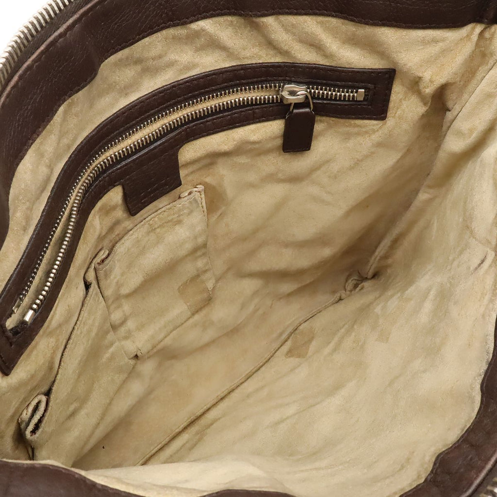 Gucci Shoulder Bag Crossbody No Gusset Leather Dark Brown Silver — view 7