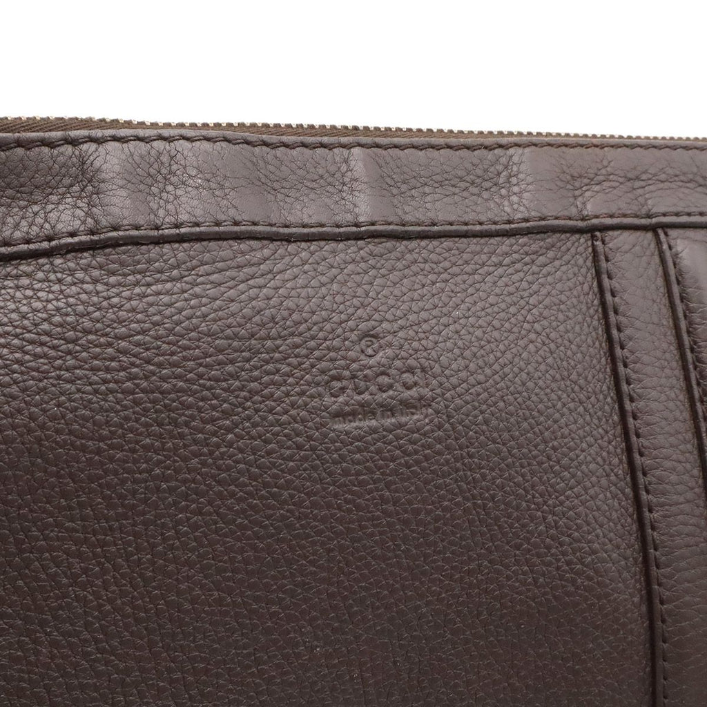 Gucci Shoulder Bag Crossbody No Gusset Leather Dark Brown Silver — view 8