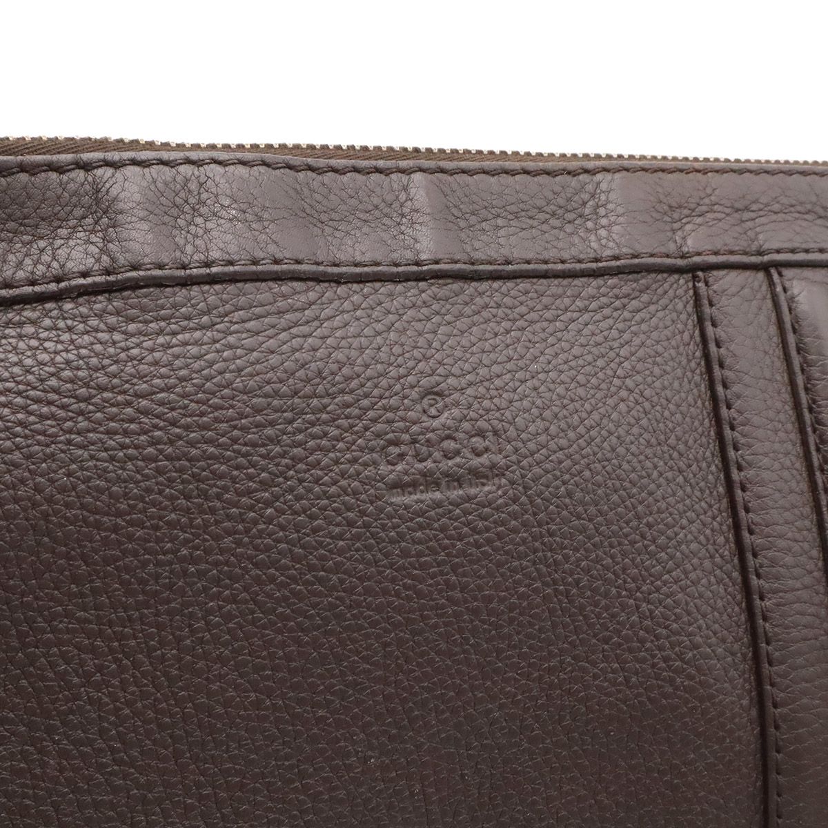 Gucci Shoulder Bag Crossbody No Gusset Leather Dark Brown Silver — view 8