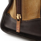 Loewe Amazona 27 Mini Boston Bag Suede Leather Beige Dark Brown Gold — view 5