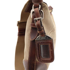 Prada Logo Jacquard Shoulder Bag Crossbody Canvas Leather Khaki Beige Dark — view 6