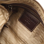 Prada Logo Jacquard Shoulder Bag Crossbody Canvas Leather Khaki Beige Dark — view 8
