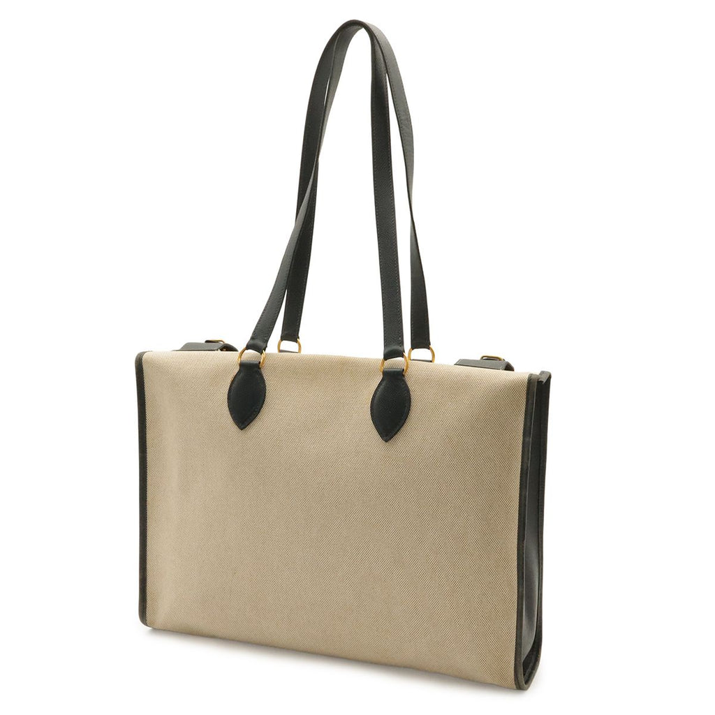 Hermes Cabas 40 Shoulder Tote Courchevel Toile Ash Natural Navy Gold — view 2