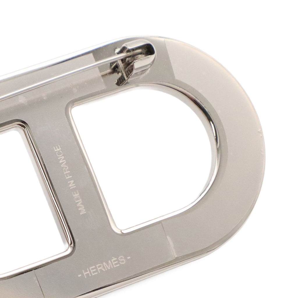 Hermes Chaine D'ancre Pin Brooch Veau Epsom Metal Black Silver — view 4