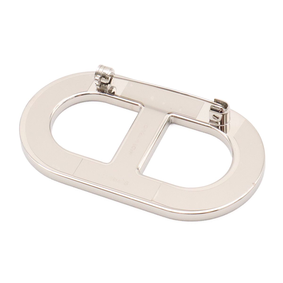 Hermes Chaine D'ancre Pin Brooch Veau Epsom Metal Black Silver — view 2