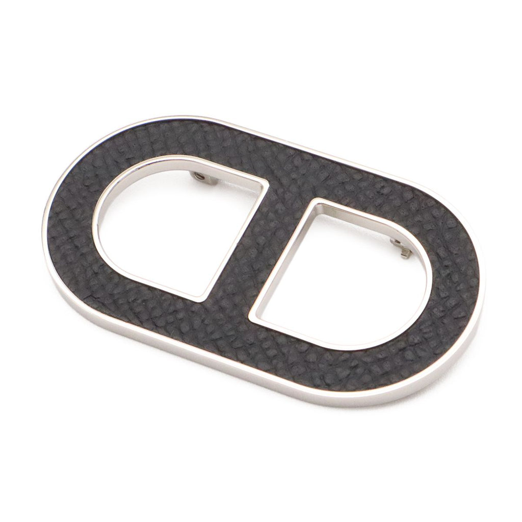 Hermes Chaine D'ancre Pin Brooch Veau Epsom Metal Black Silver