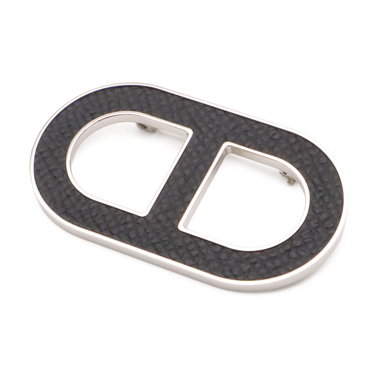 Hermes Chaine D'ancre Pin Brooch Veau Epsom Metal Black Silver