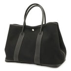 Hermes Garden Party PM Tote Shoulder Bag Toile Officier Leather Black — view 2